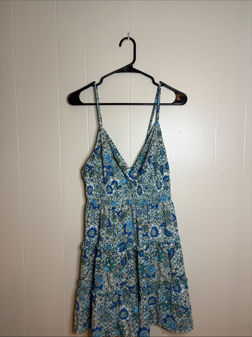 Speechless Teal and Blue Floral Tiered Dress
